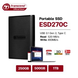 Transcend 1TB, External SSD, ESD270C