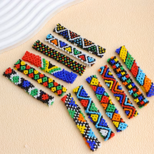 Slim handcrafted Masaai bracelet with vibrant multicolored beads in traditional design.