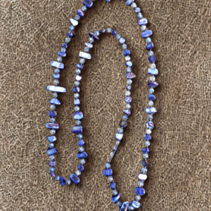 African Long Beaded Necklace for Women - Handmade Natural Stone Jewelry (Green, Purple, Yellow)