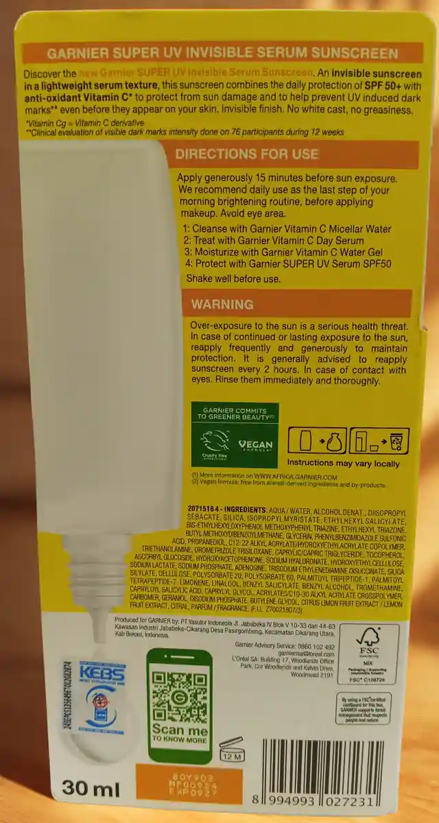 Garnier SkinActive Super UV Invisible Serum Sunscreen Garnier SkinActive Super UV Invisible Serum Sunscreen