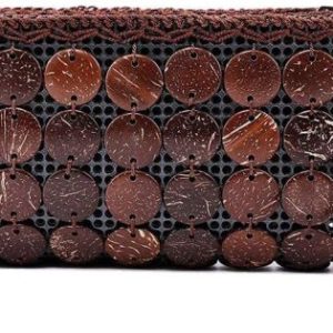 African Coconut Shell Beaded Clutch for Women | Wristlet Strap Pouch | Handmade Wallet | Natural Style Purse