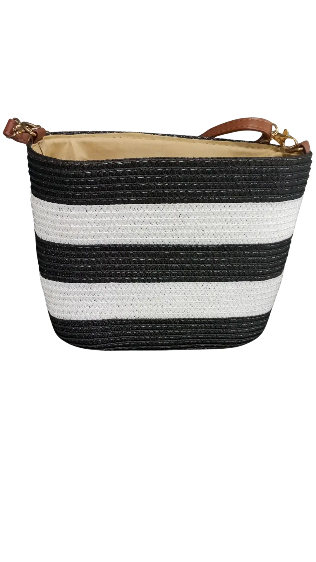Slim Masaai bracelet with woven black and white striped beadwork and leather accents.