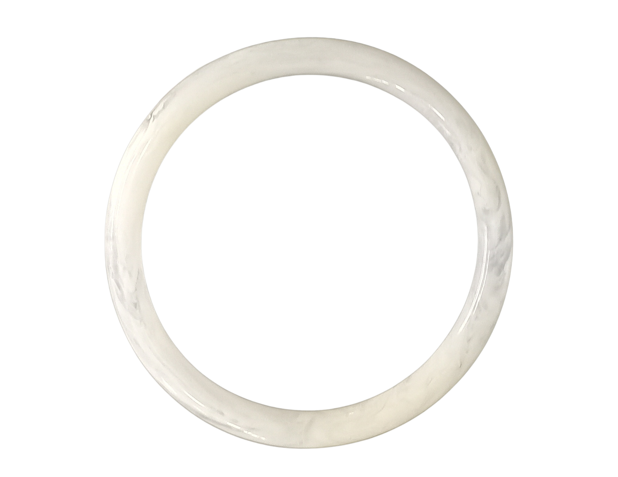 Ivory‑colored jade bangle with smooth polished surface and subtle marbling patterns.