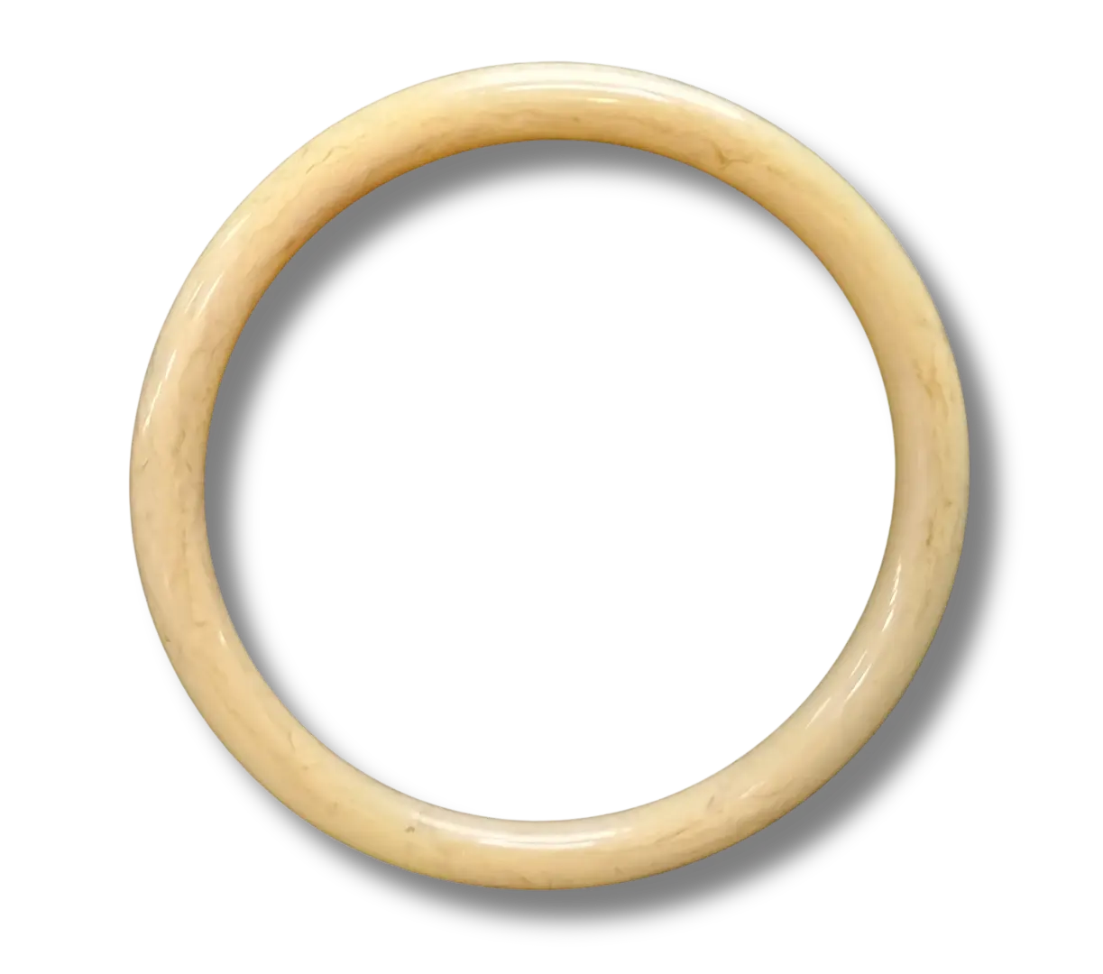 Ivory‑colored jade bangle with smooth polished surface and subtle marbling patterns.