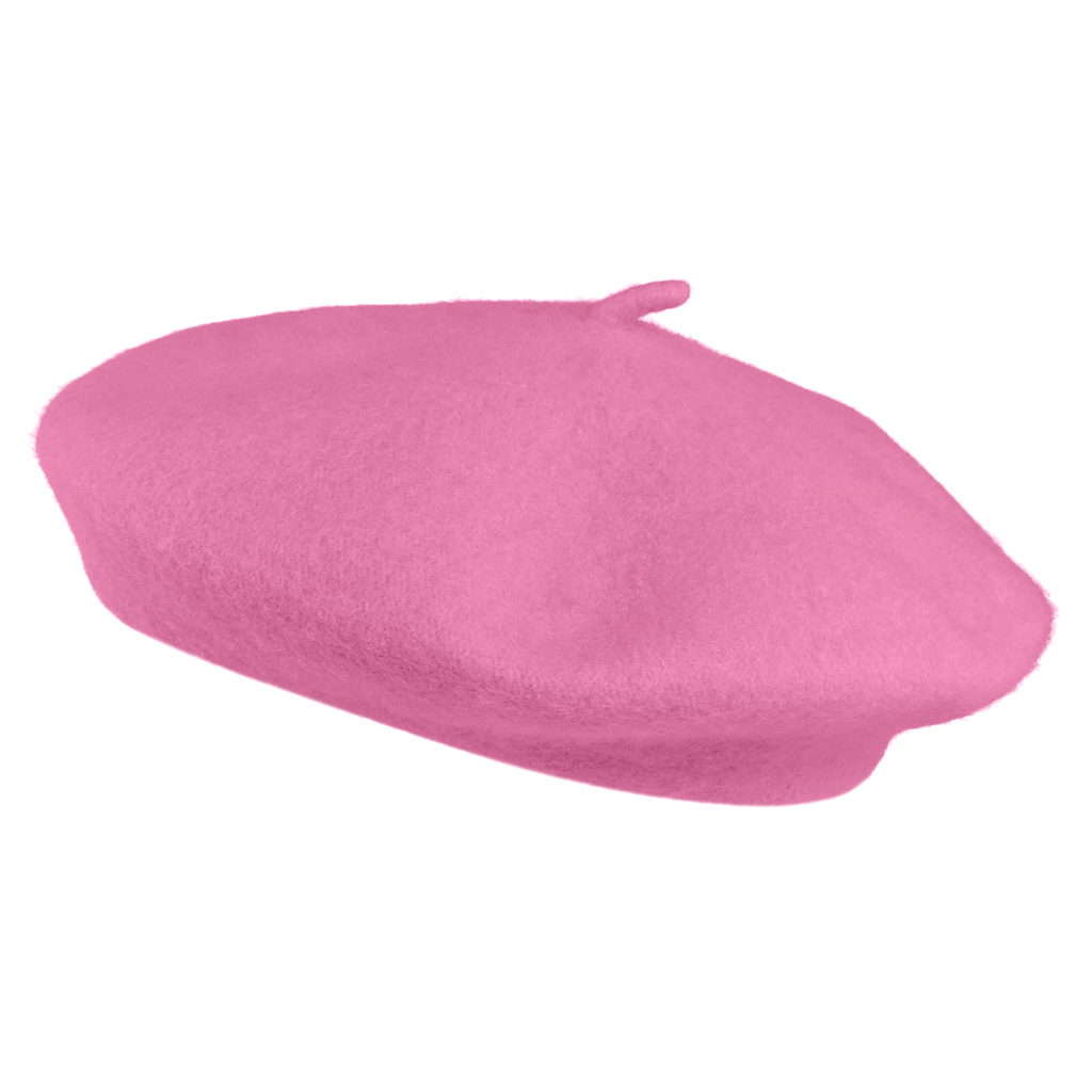 Light pink wool beret hat with soft crown.