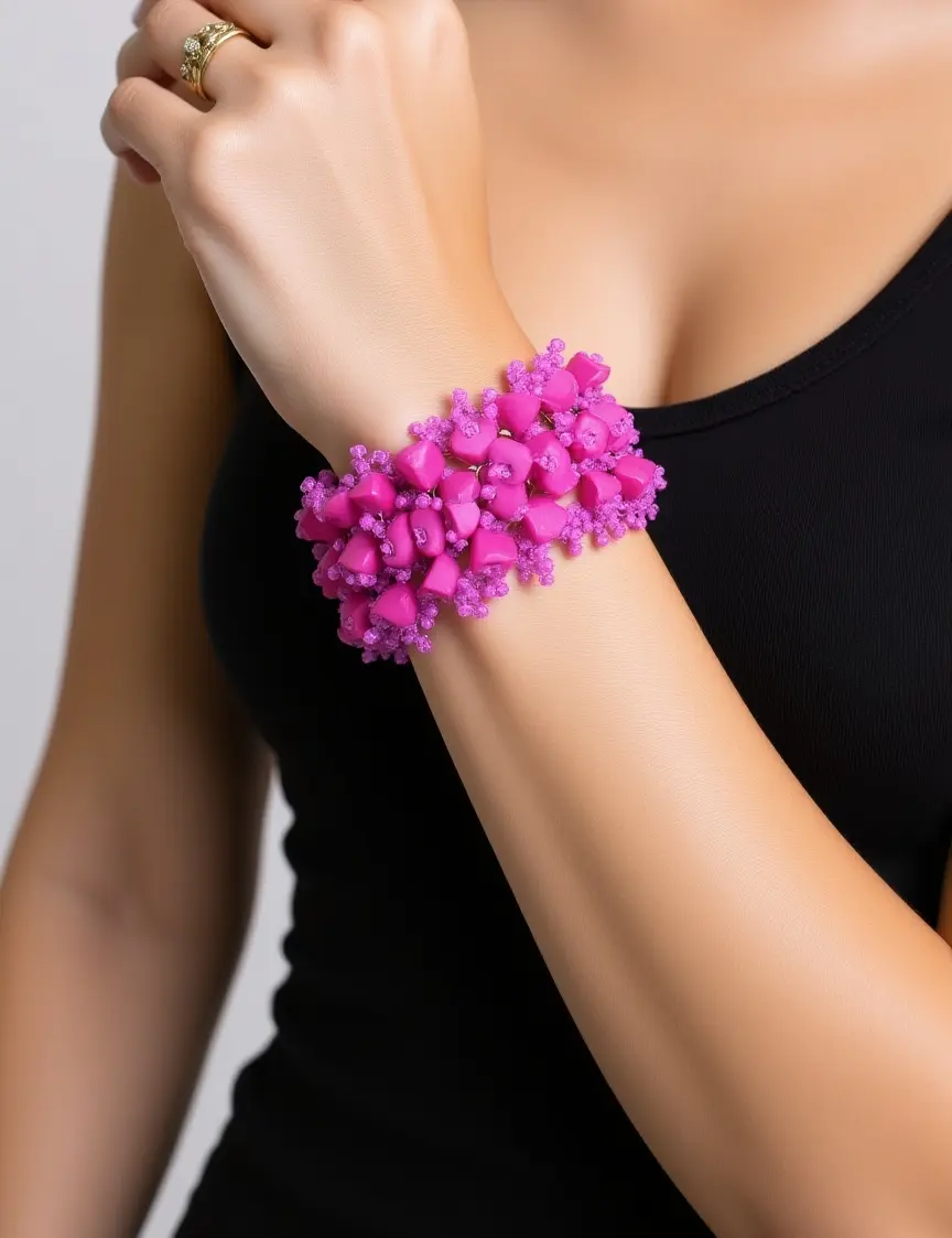 Crystal bracelet with faceted pink beads.