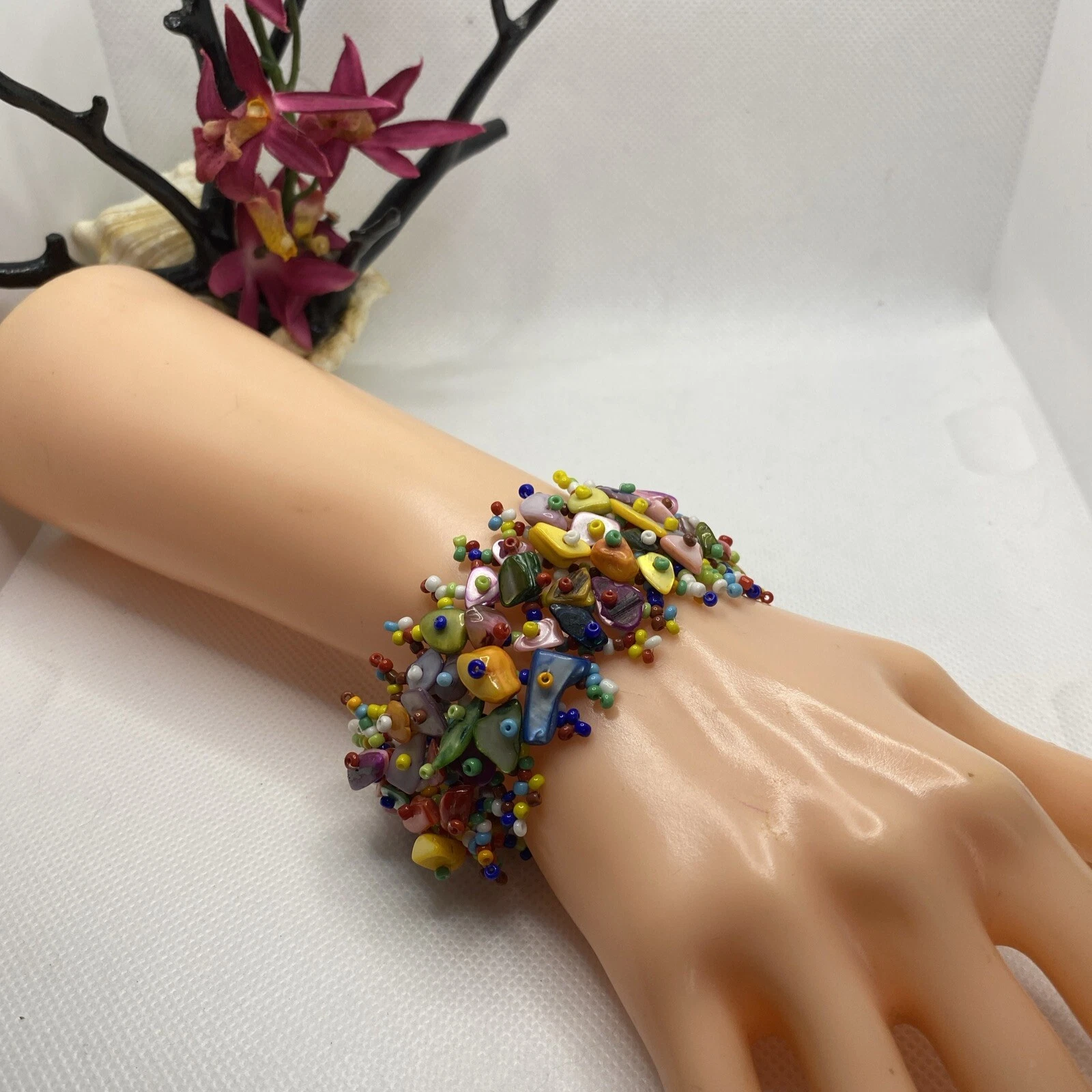 Multicolor Crystal Bracelet Crystal bracelet with multicolored beads in bohemian style.