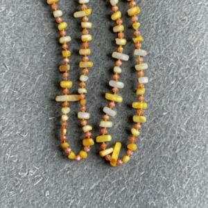 African Long Beaded Necklace for Women - Handmade Natural Stone Jewelry (Green, Purple, Yellow) - yellow