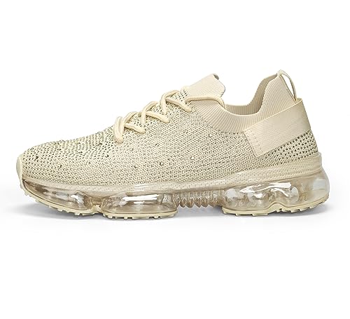 Beige mesh breathable casual sneaker with transparent air cushion sole, lightweight comfort trainers Nairobi Kenya.