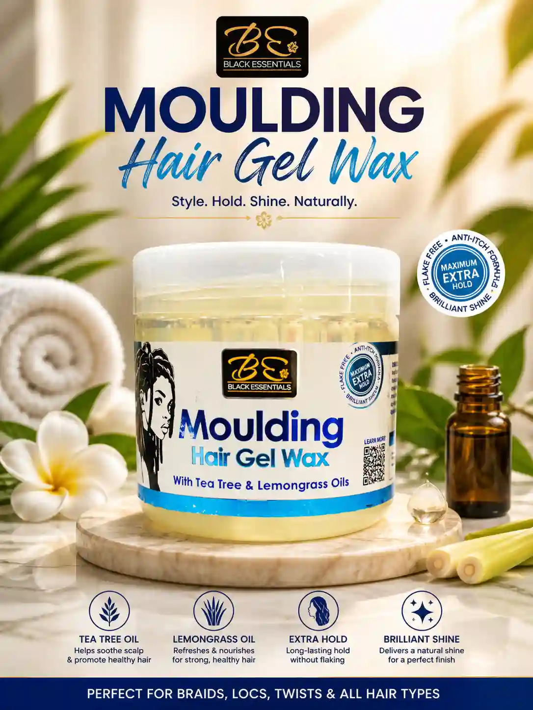 Black Essentials Molding Hair Gel Wax